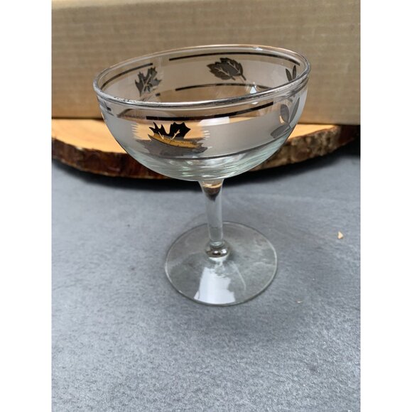 Libbey Hostess Glassware Silver Foliage Sherbet Glasses Set of 8 6.5 Oz 1950s - Picture 3 of 9